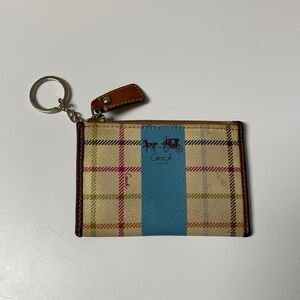 Coach Heritage Blue Stripe Key Chain Card Holder